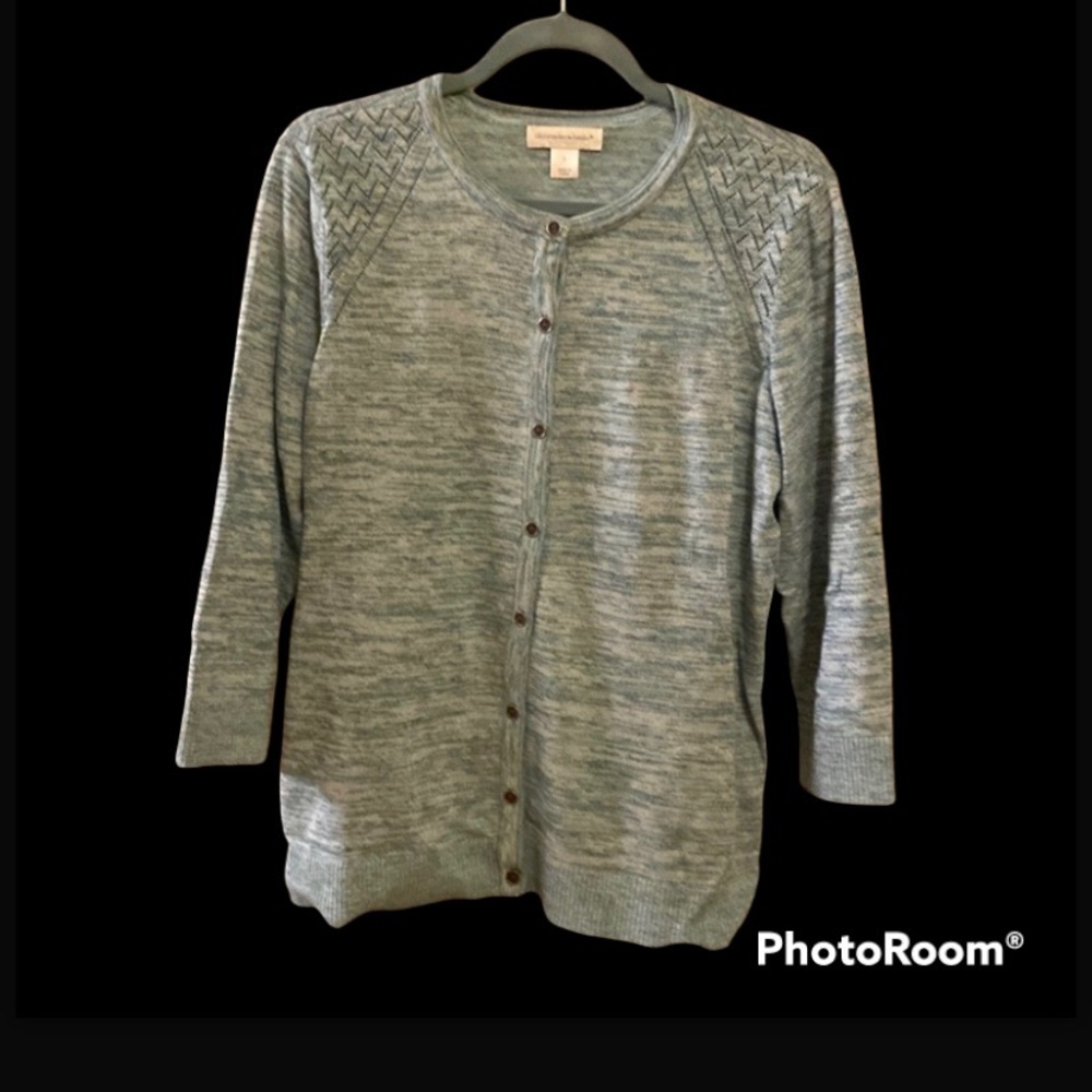 Christopher & Banks 74% cotton cardigan sweater with 3/4 length sleeves.